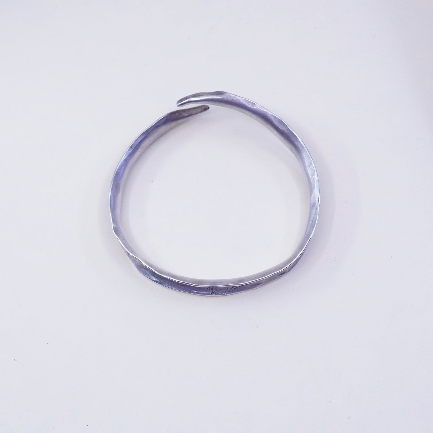7”, sterling silver contemporary handmade bracelet, matted 925 wrap leafy cuff