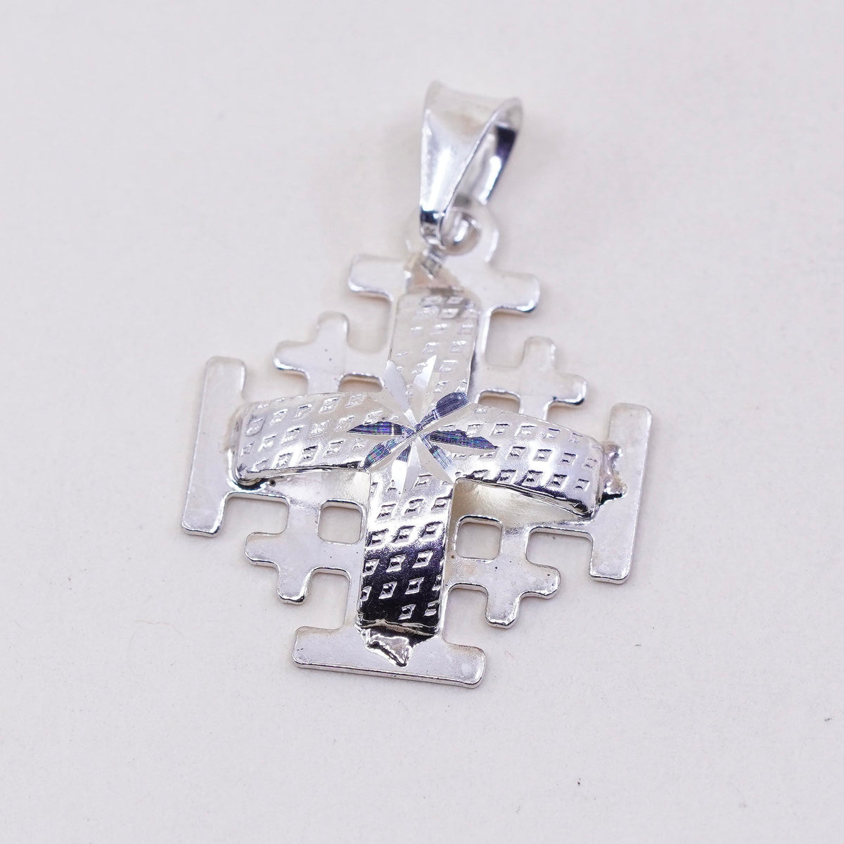 Sterling silver handmade pendant, 925 Jerusalem swirl Filigree cross pendant