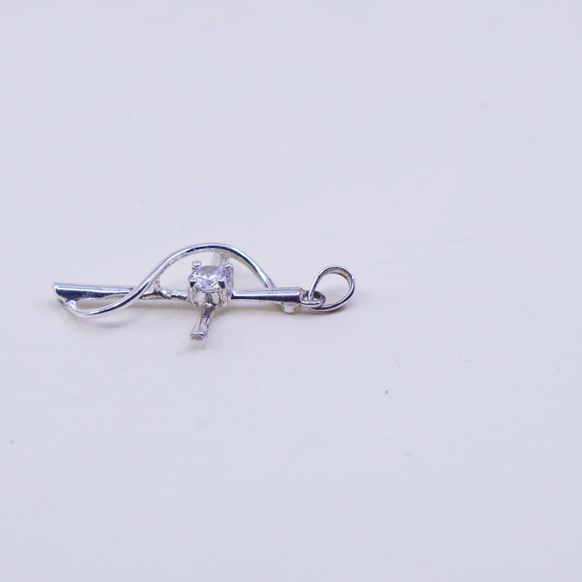 Vintage sterling silver pendant, 925 cross with Cz