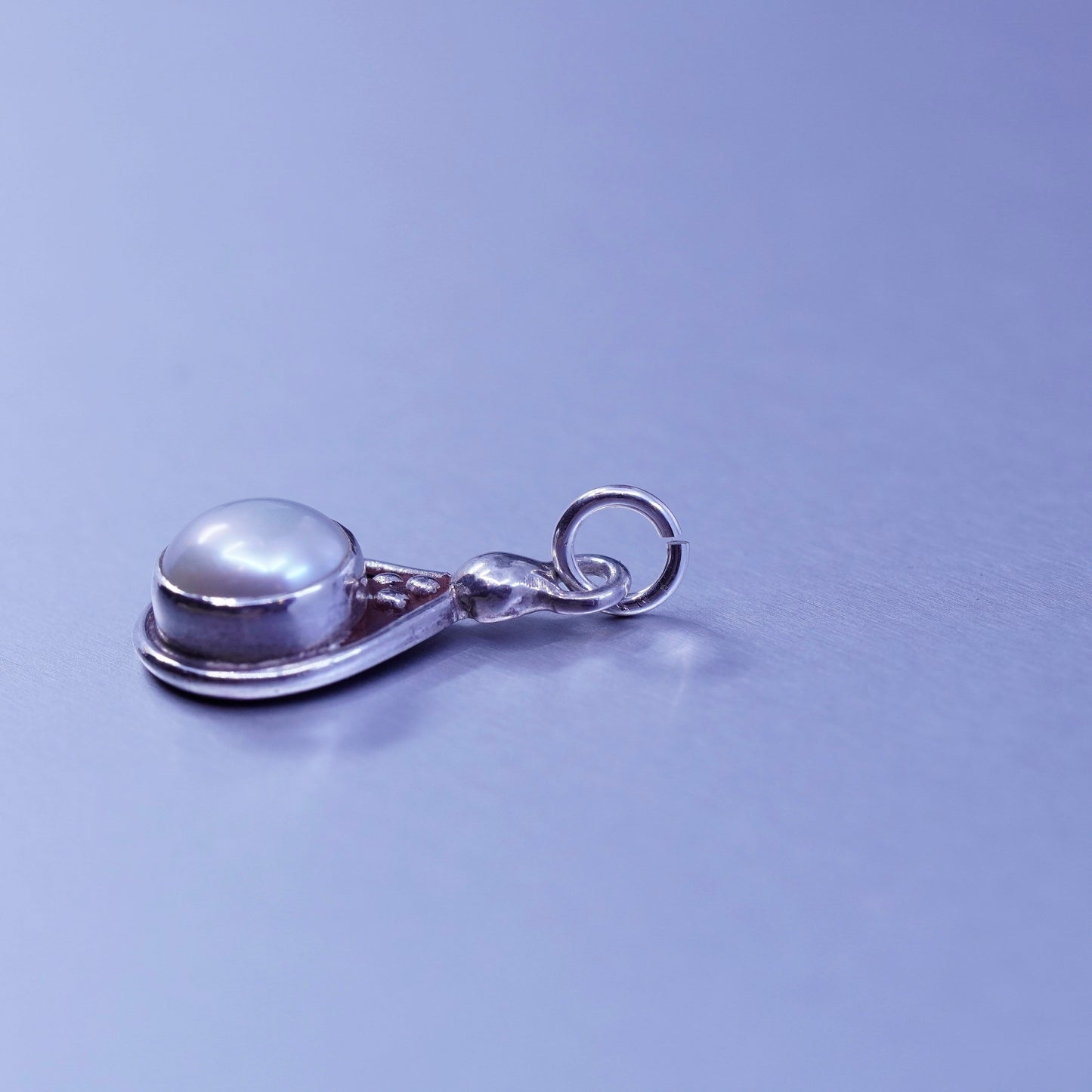 antique sterling 925 silver handmade charm pendant with pearl