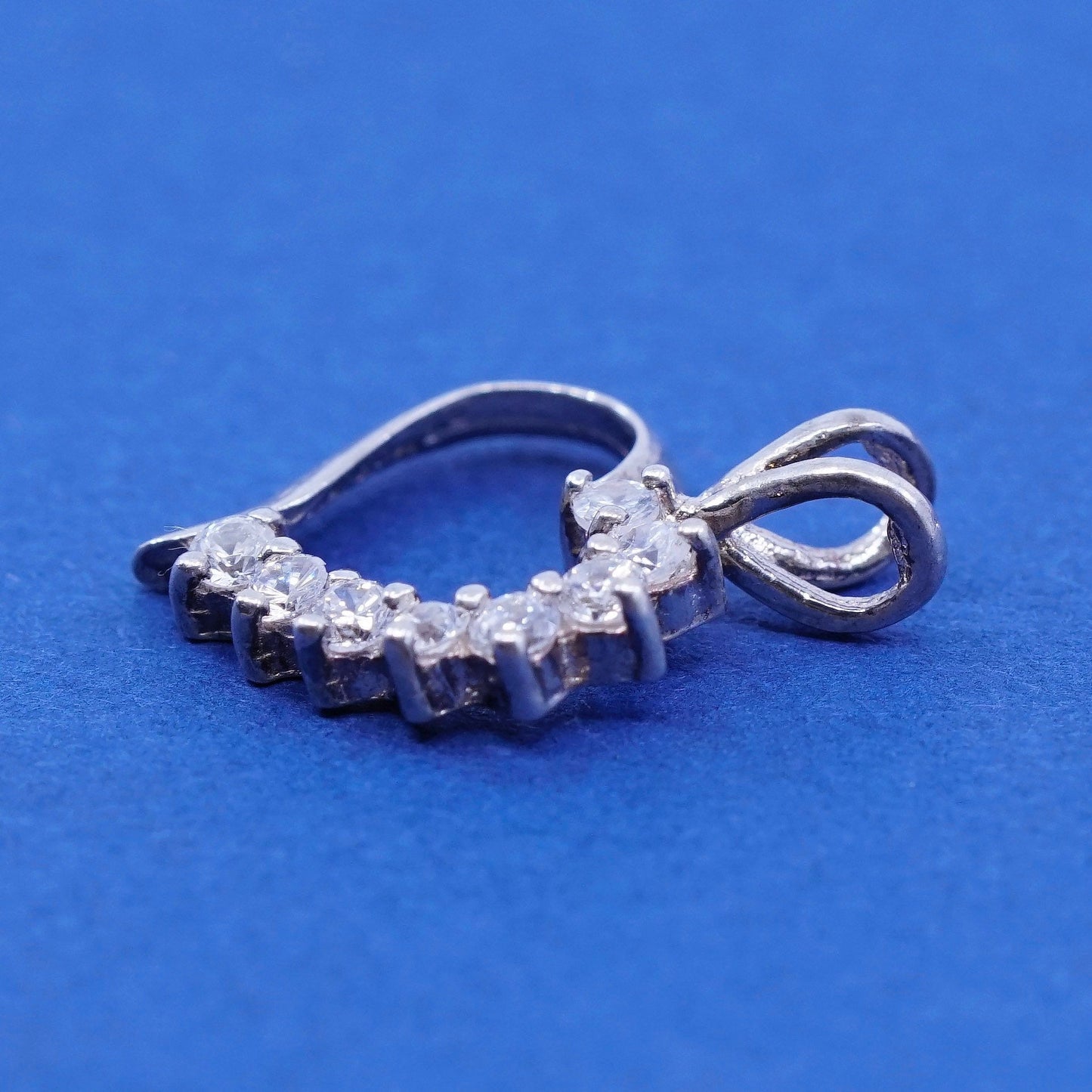 Vintage Sterling silver handmade pedant, 925 heart with crystal