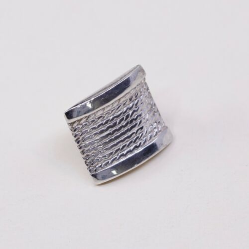 Vtg 925 Silver Handmade Square Textured Studs Earrings, Stamped Sterling