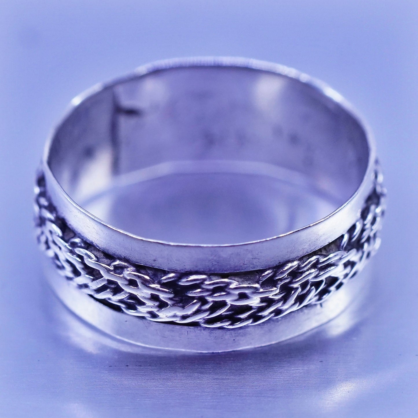 Size 7, vintage Sterling 925 silver handmade ring, cable band