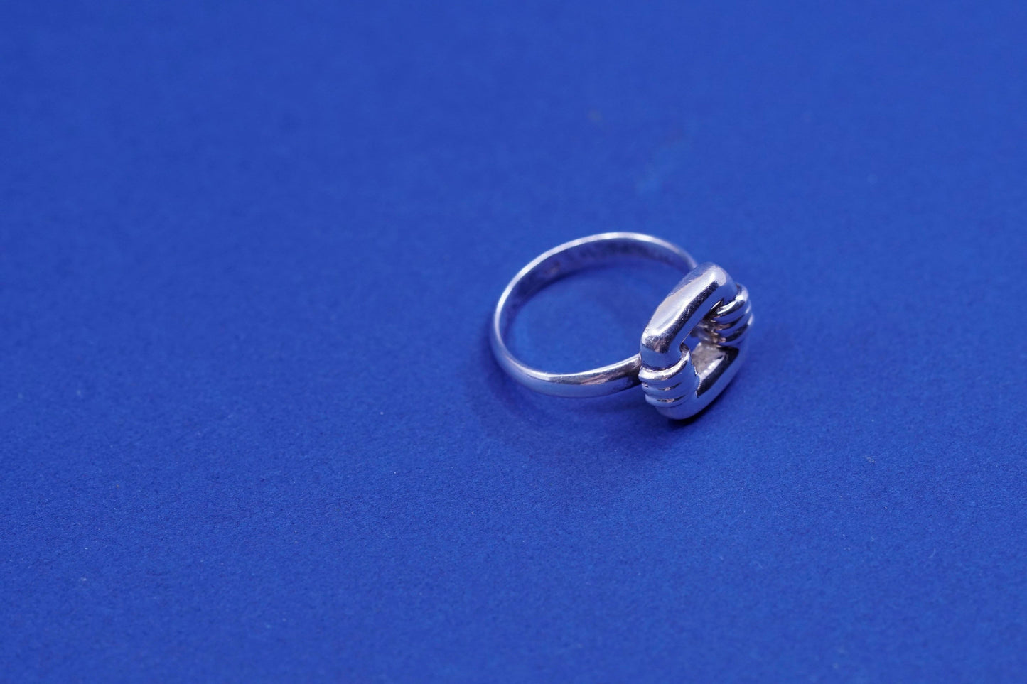 Size 7, vintage Sterling silver handmade Square ring, 925 square statement ring