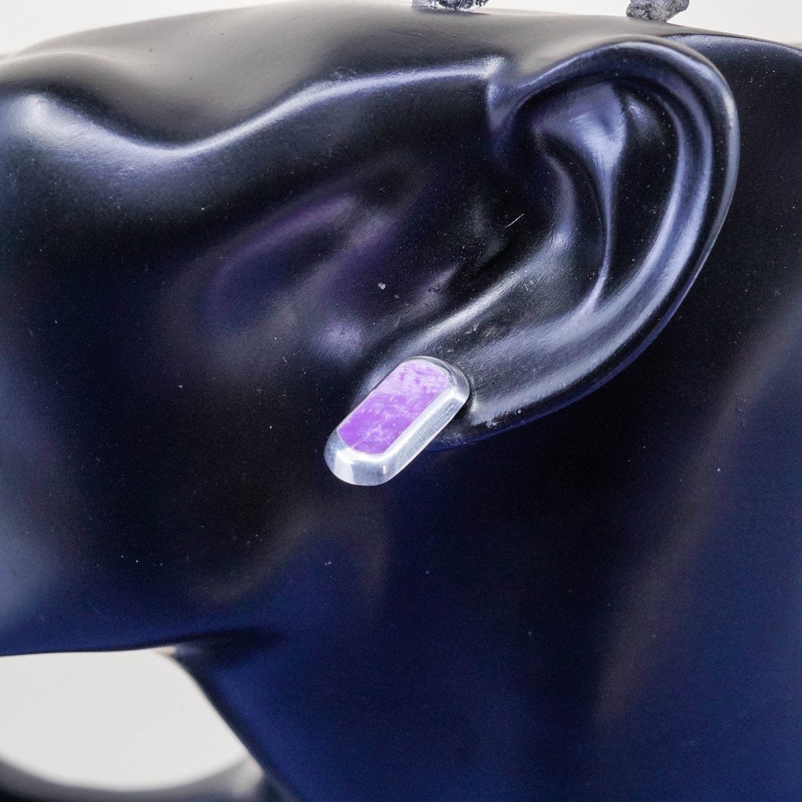 vtg mexico Sterling 925 silver amethyst studs, earrings