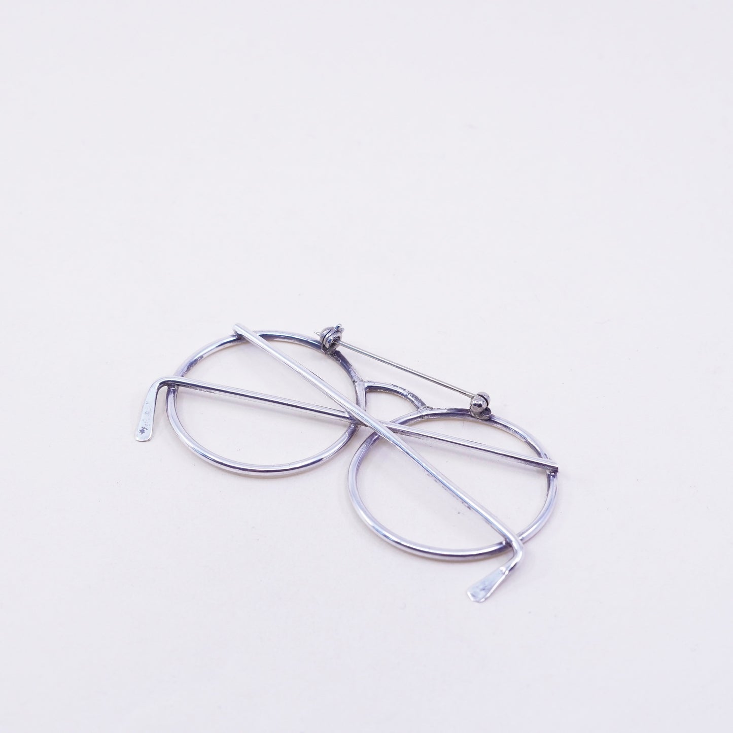 Vintage Sterling silver handmade brooch, 925 sunglasses glass, jewelry