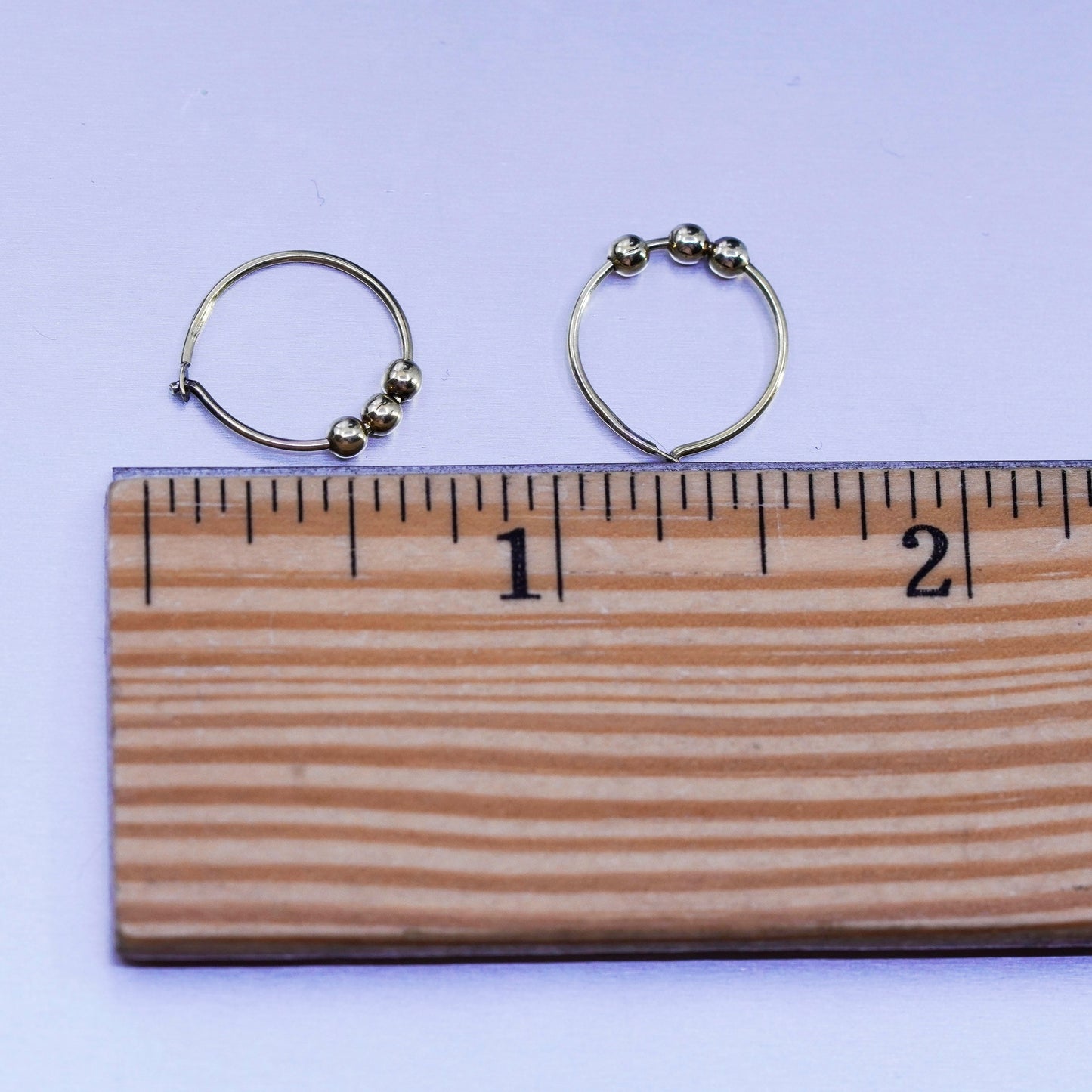 0.5”, vermeil gold over Sterling silver handmade earrings, 925 hoops beads