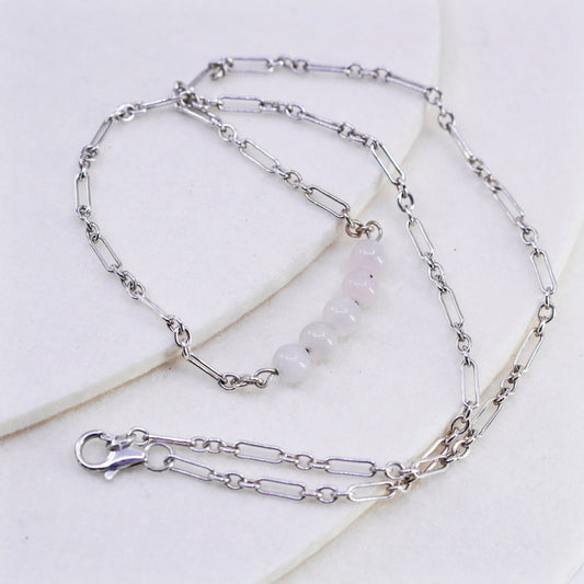 21”, vintage Sterling 925 silver handmade elongated necklace moonstone beads