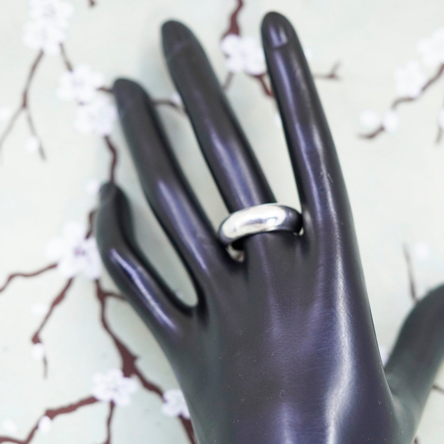 Size 8.5, Vintage sterling silver handmade ring, 925 wedding band