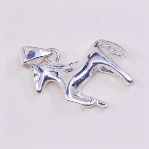 Vtg Handmade Sterling 925 silver Horse Pendant, Charm, Stamped 925