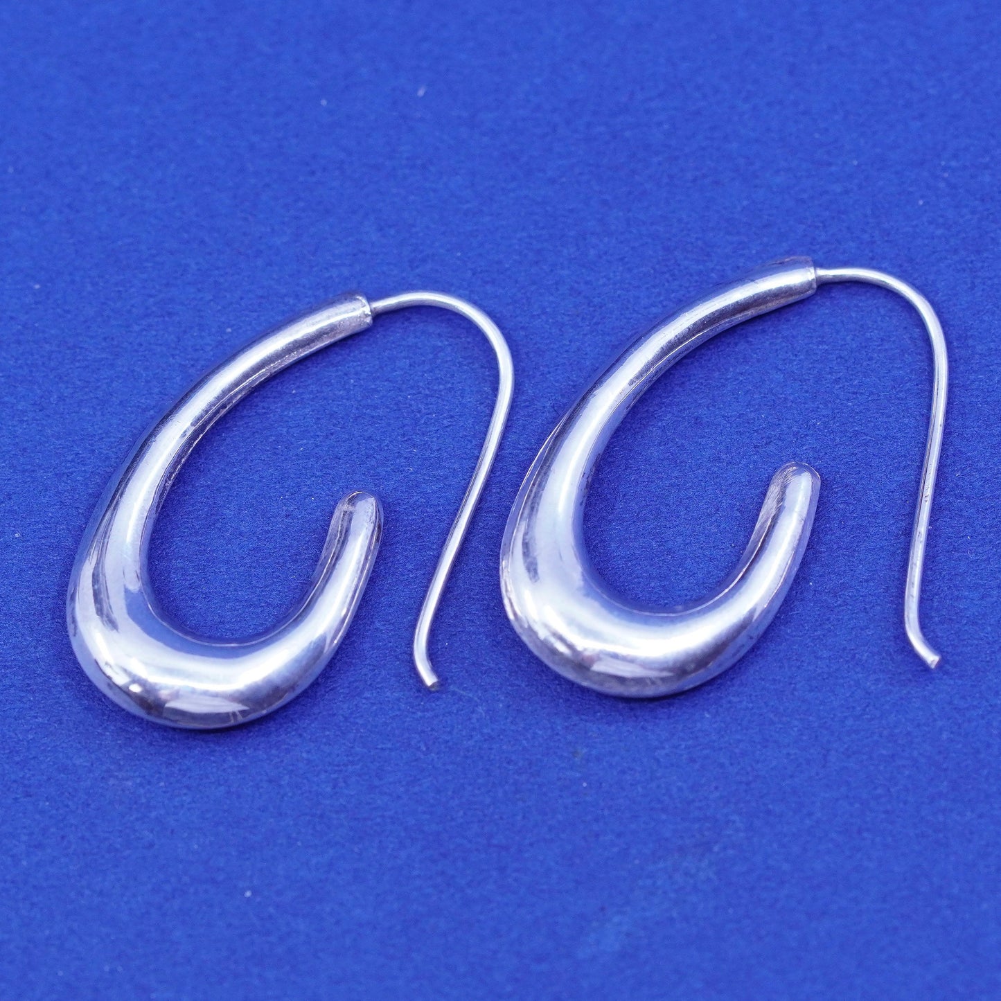 Vintage sterling silver handmade earrings, elegant 925 silver teardrop drops