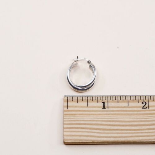 0.75”, Vtg Sterling Silver Hoops, solid 925 silver simple, Entwined earrings