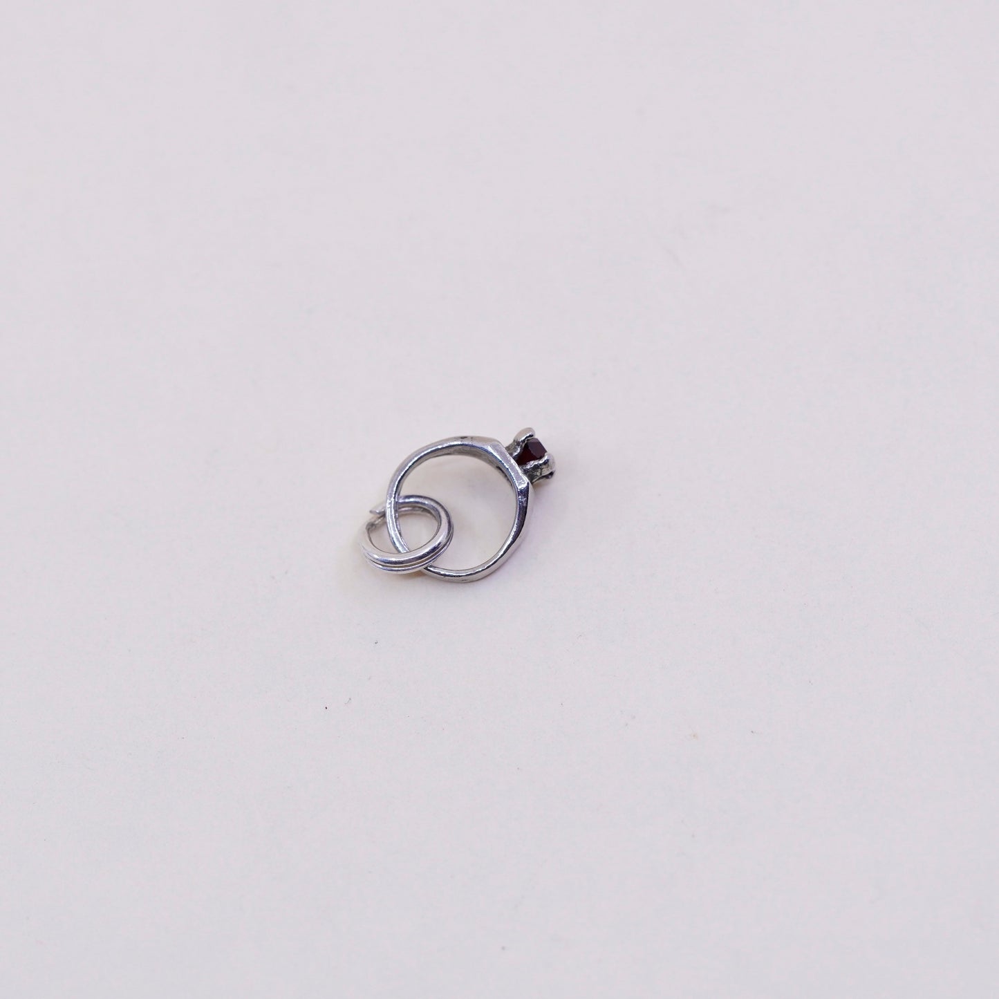 Vintage sterling silver Pendant, 925 engagement ring charm with ruby