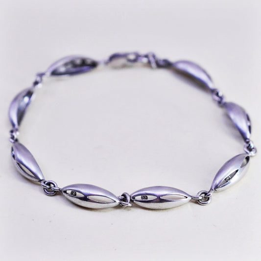 7.25”, Vintage sterling silver tennis bracelet, 925 Marquise chain diamond