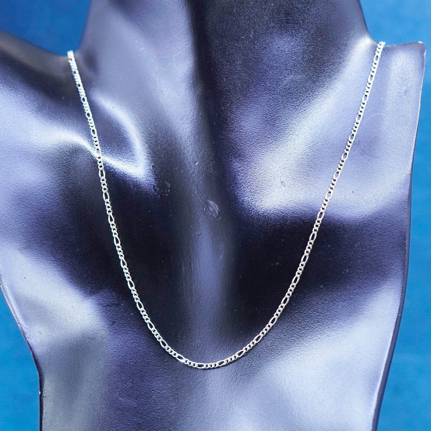 18”, 2mm, vintage Sterling silver handmade necklace, 925 Figaro chain