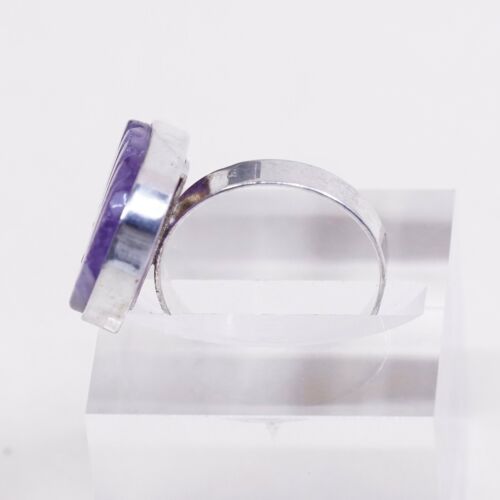 Sz 9, Sterling Silver handmade Ring, 925 Silver Ring W/ amethyst, stamped 925