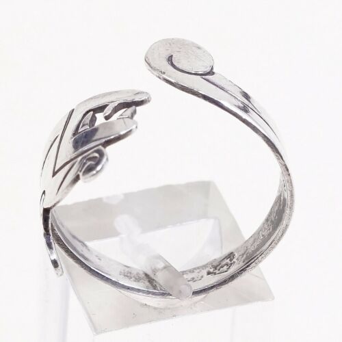 Size Adjustable, Vintage Sterling 925 Silver Angry Dog W/ Teeth Wrap Around Ring