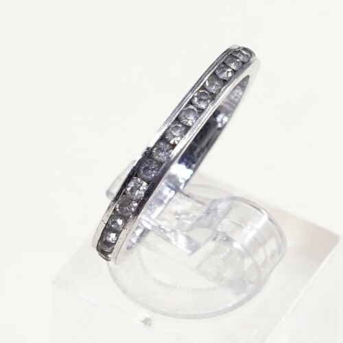 Sz 9.5, Sterling 925 Silver Stackable Ring w/ Purple Cz Around, Stamped Sterling