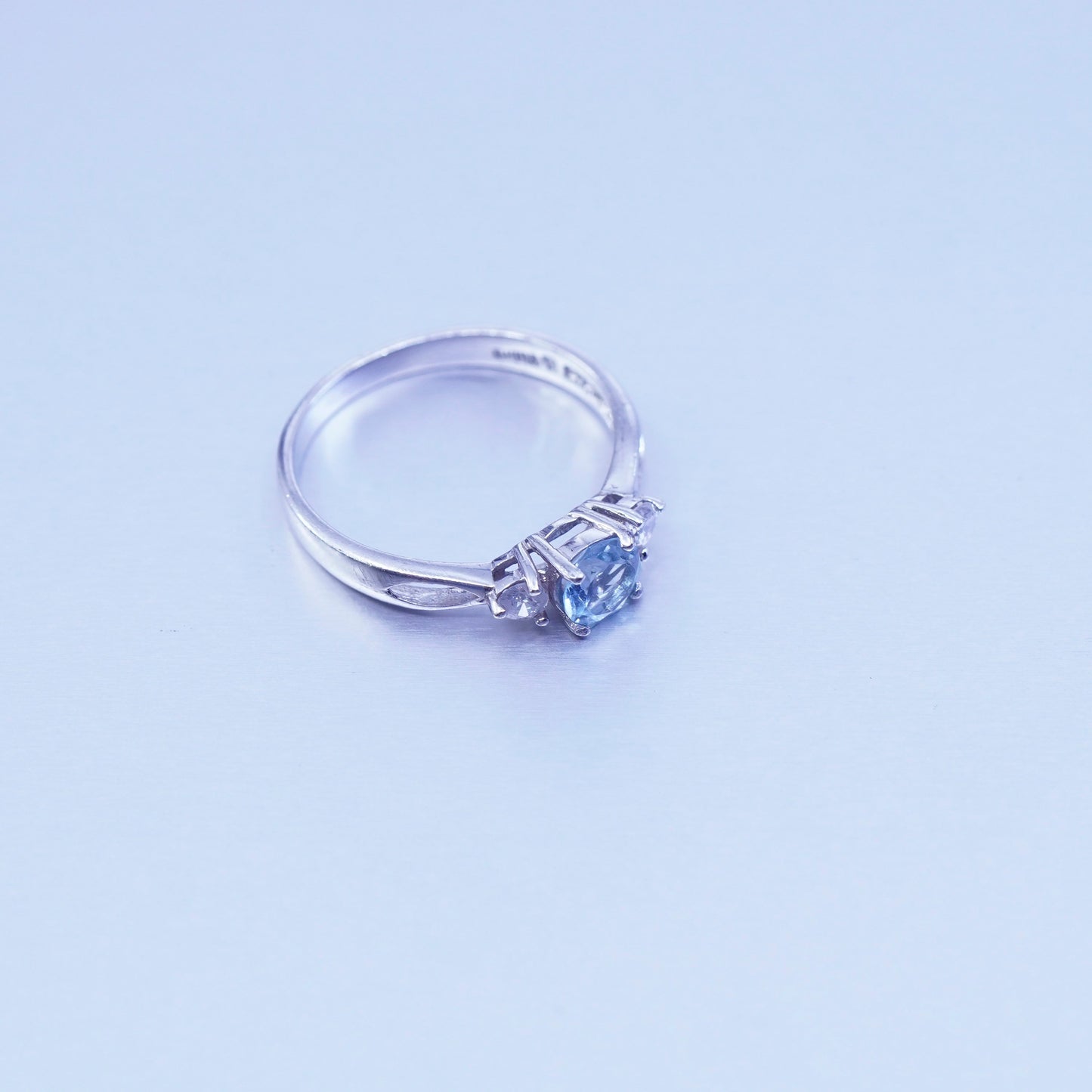 Size 8.25, vintage Sterling 925 silver handmade ring with topaz