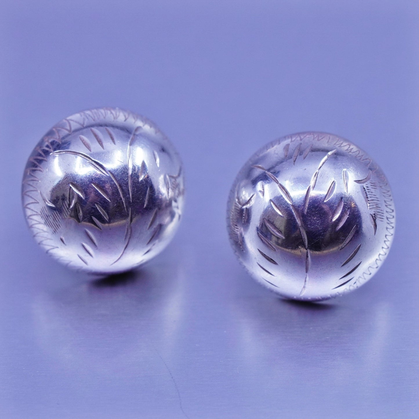 Vintage Sterling 925 silver handmade earrings, textured studs