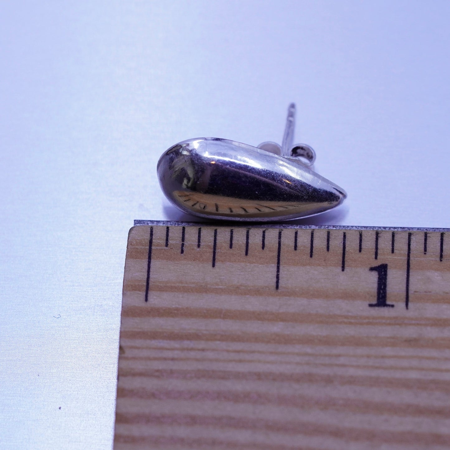 0.75”, Vintage Sterling 925 silver handmade earrings, teardrop studs