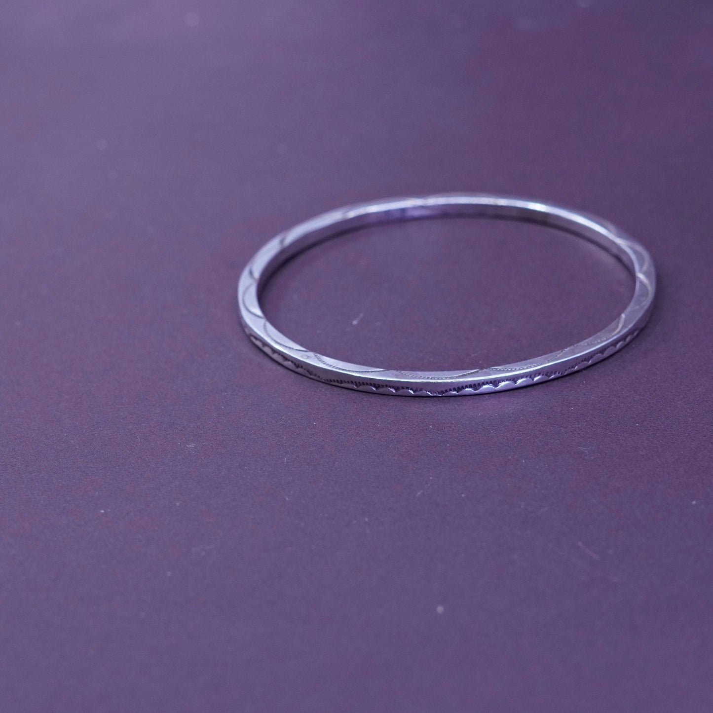 8.5”, Sterling silver handmade bracelet, 925 Native American textured bangle