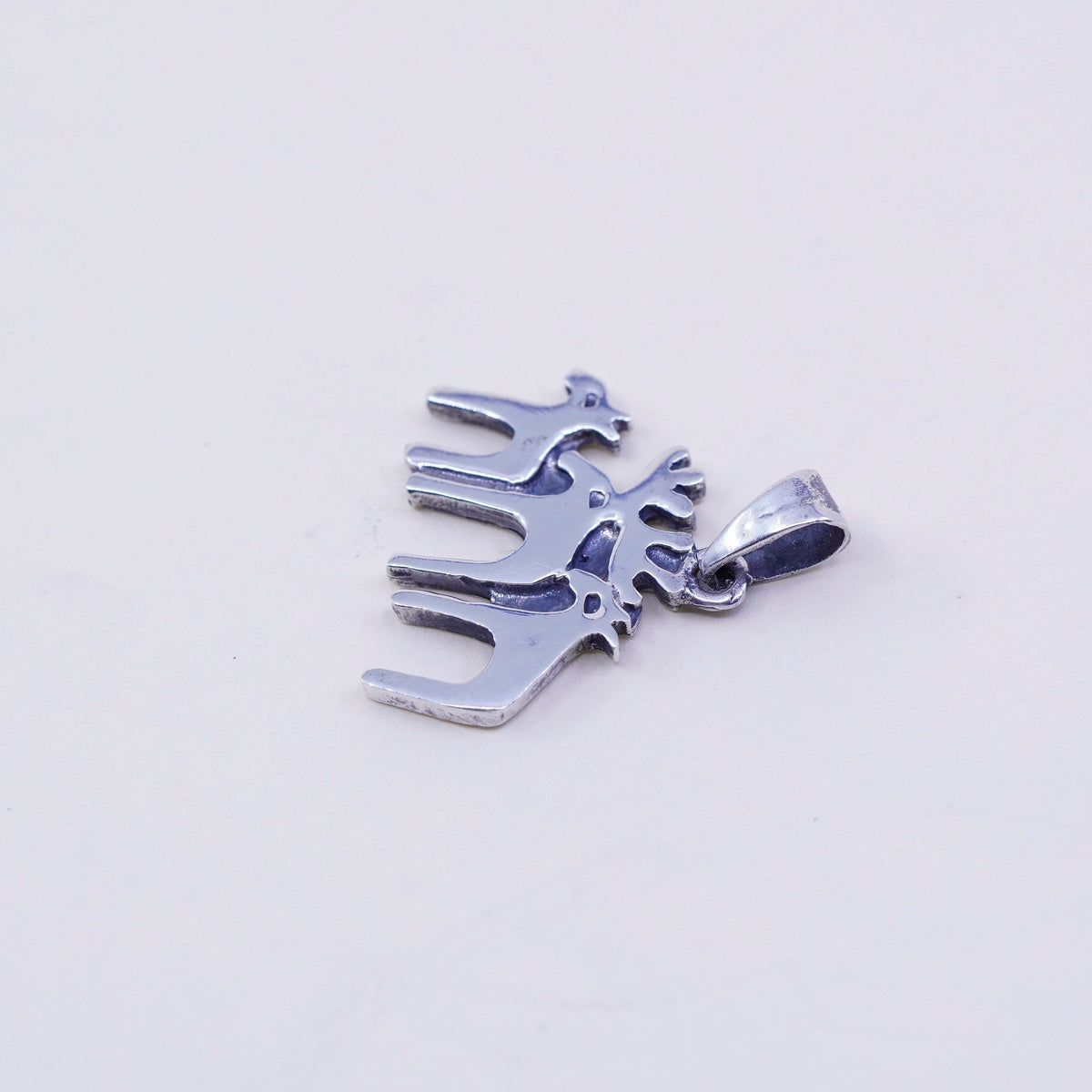 Vintage sterling silver handmade pendant, Native American 925 elk deer
