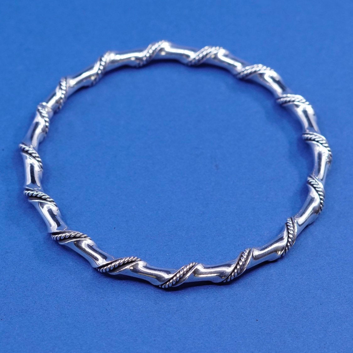 8.25", vtg sterling silver handmade bracelet, Mexico 925 twisted cable bangle