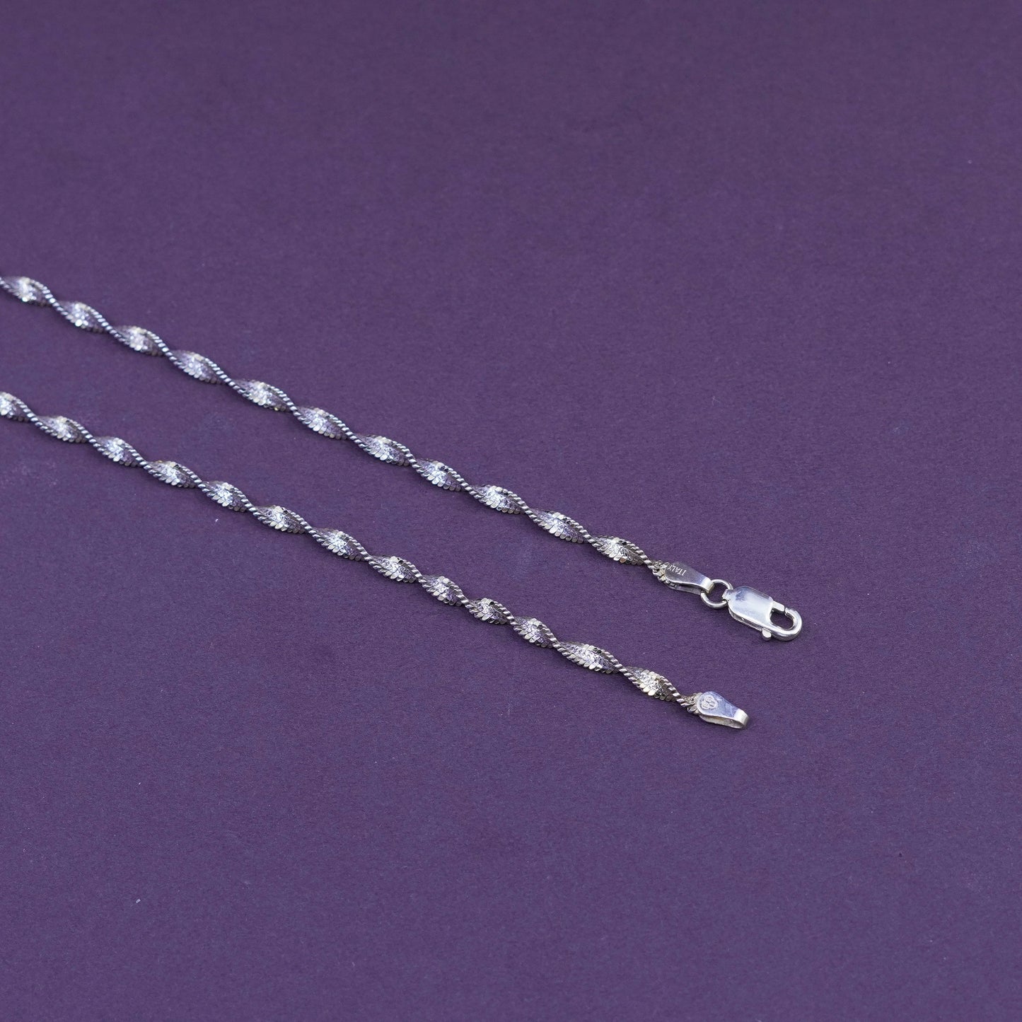 18”, vermeil gold over Sterling silver necklace, 925 twisted herringbone chain
