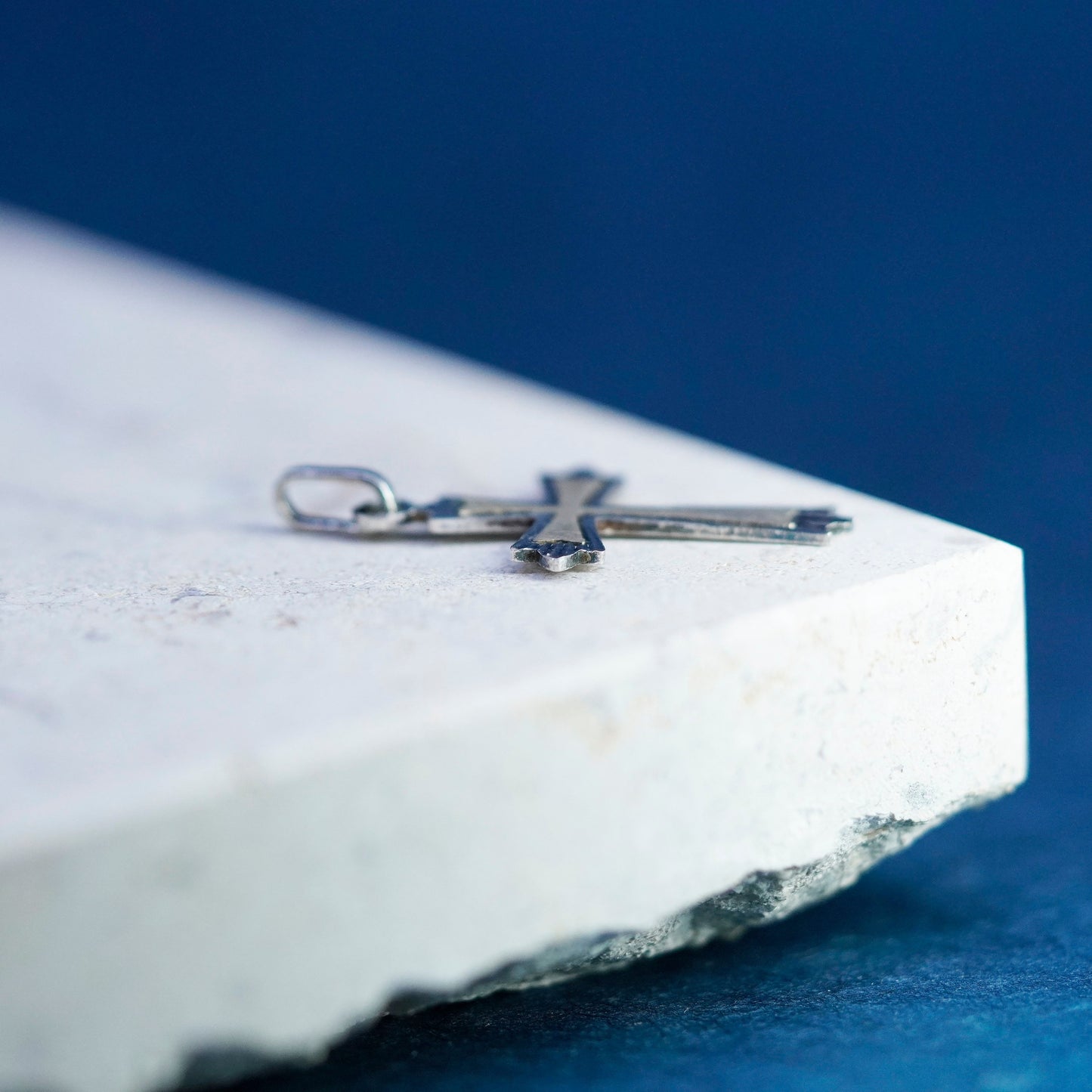 Vintage two tone Sterling silver Handmade charm, 925 cross pendant