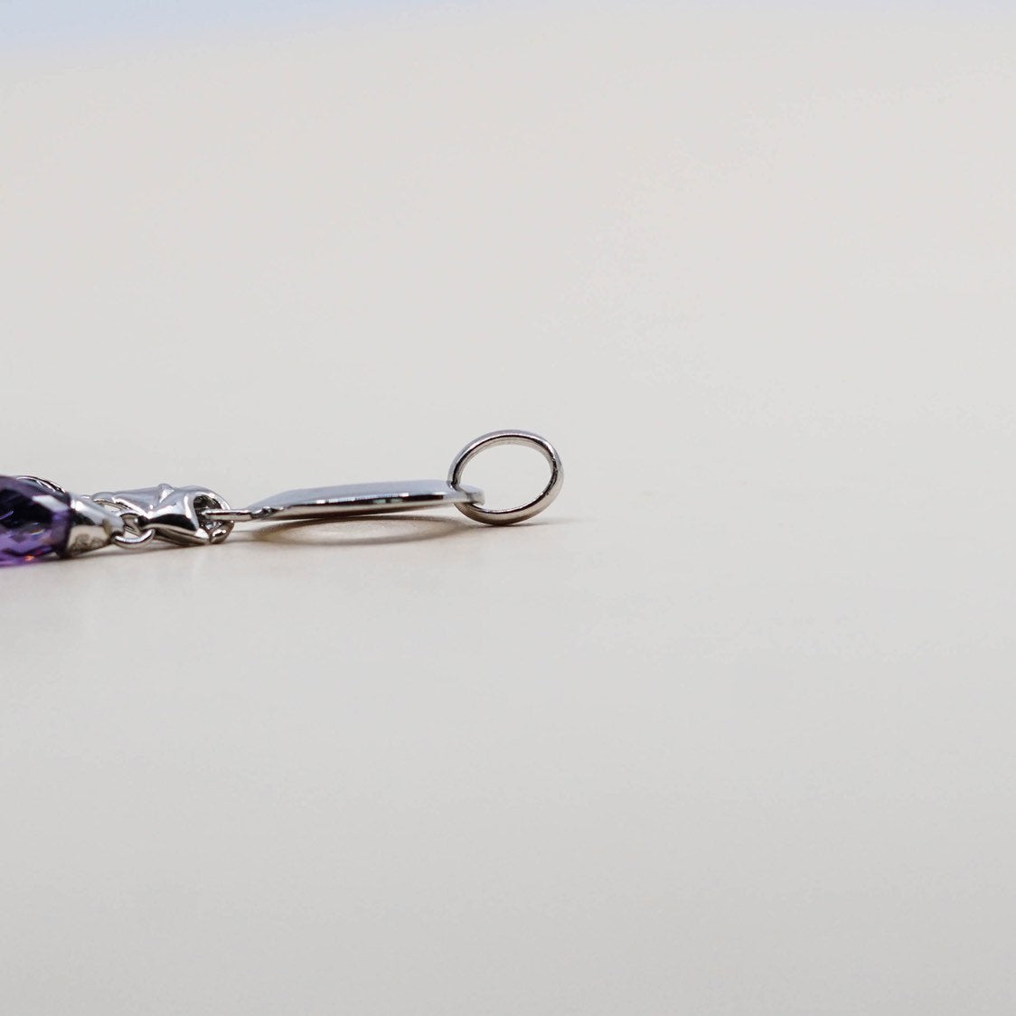 VTG Sterling silver handmade charm, 925 heel shoe with teardrop amethyst