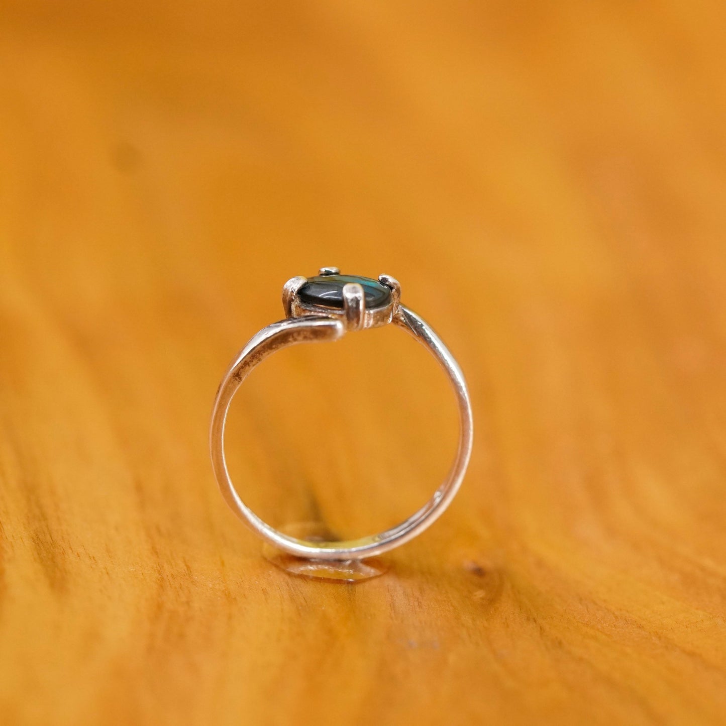 Size 6.25, vintage sterling silver handmade ring, 925 band with abalone inlay