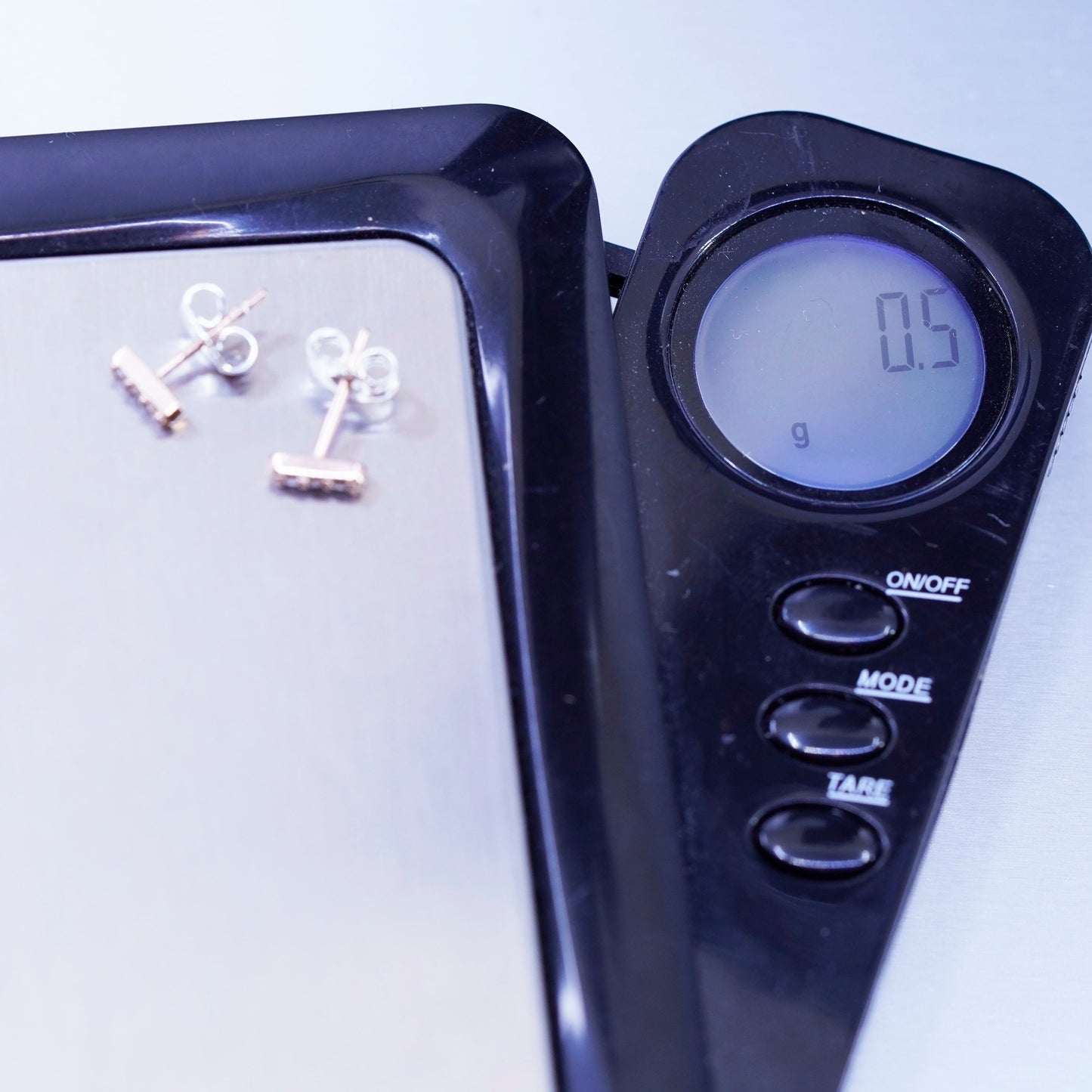 Vintage vermeil rose gold over Sterling 925 silver earrings, studs with cz