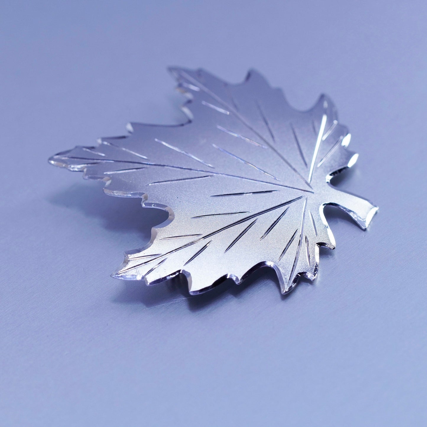 Vintage sterling silver handmade brooch, 925 maple leaf pin