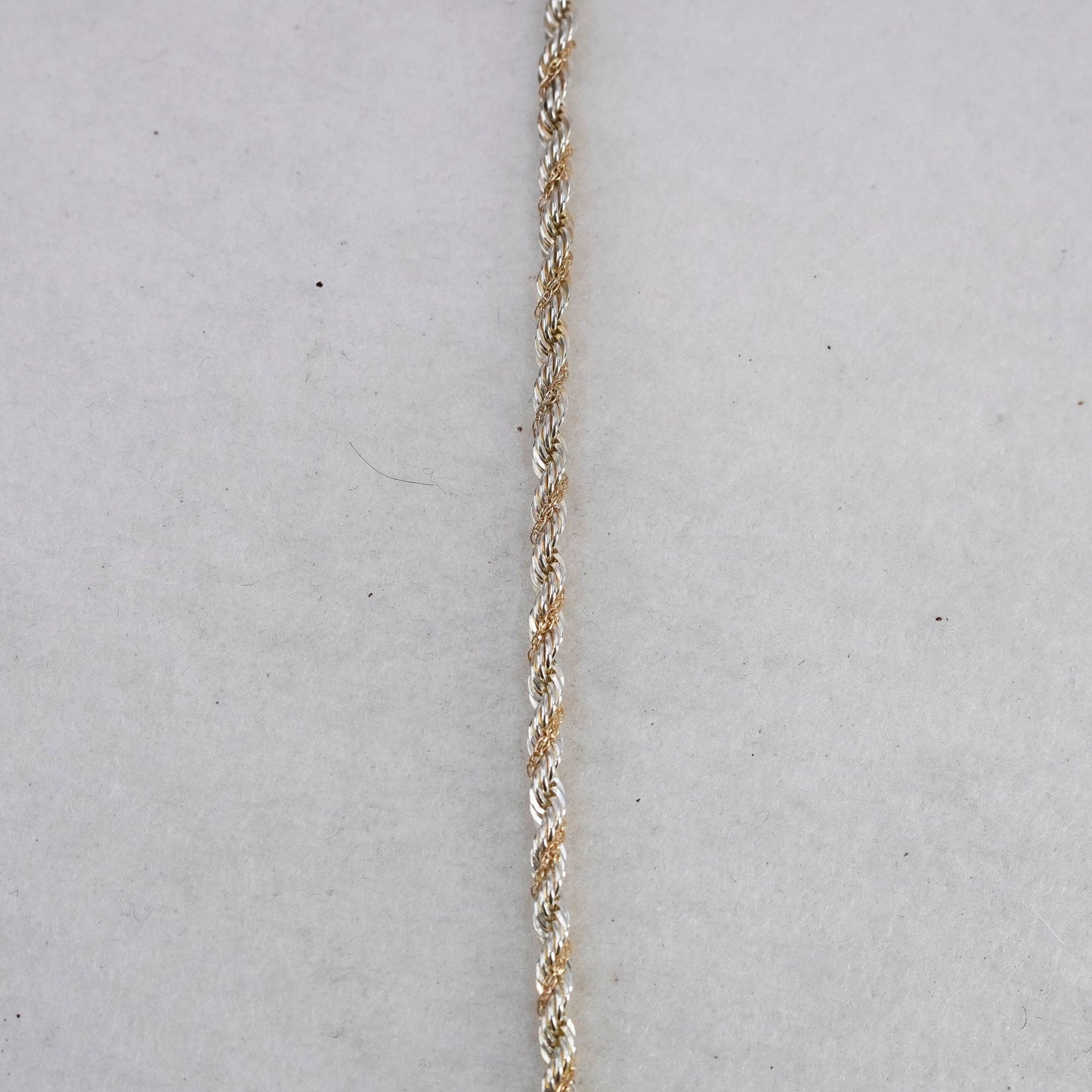18” Sterling 925 silver rope necklace with 14K 585 yellow gold circle chain