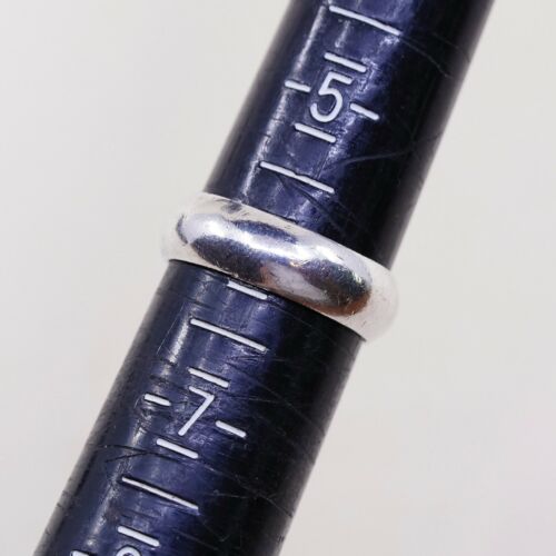 Sz 6, Vtg Sterling Silver Handmade Wedding Ring, 925 Silver Band, Stamped 925