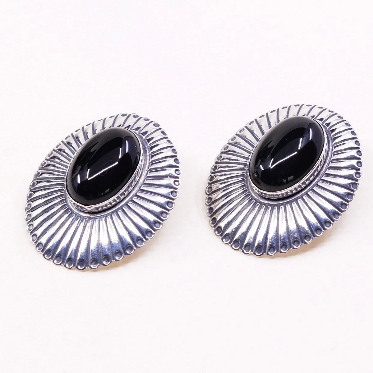 southwestern Sterling 925 silver handmade earrings w/ obsidian