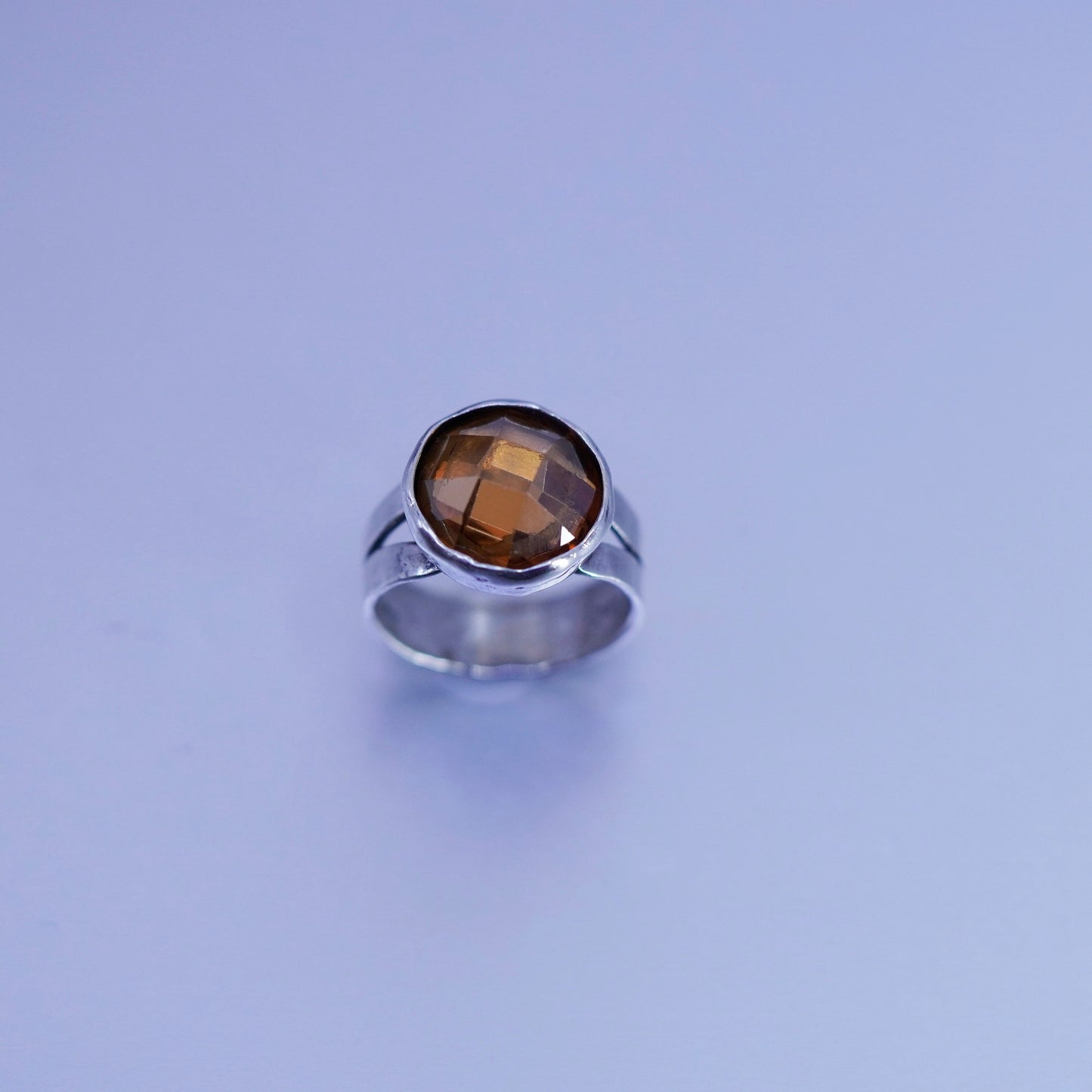 Size 6.25, Israel sterling 925 silver ring, handmade band with citrine