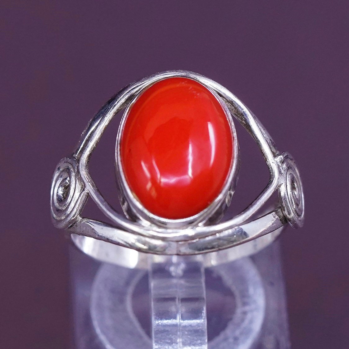 sz 7.75, Sterling silver handmade ring w/ onyx, Native American 925 band