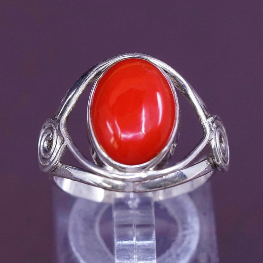 sz 7.75, Sterling silver handmade ring w/ onyx, Native American 925 band