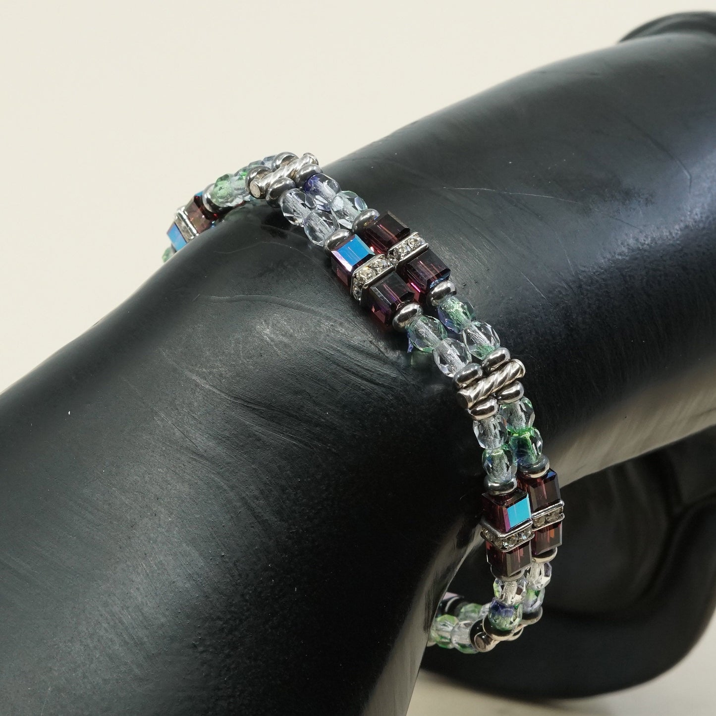 6.75", 925 Sterling silver clasp, handmade bracelet artisan glass