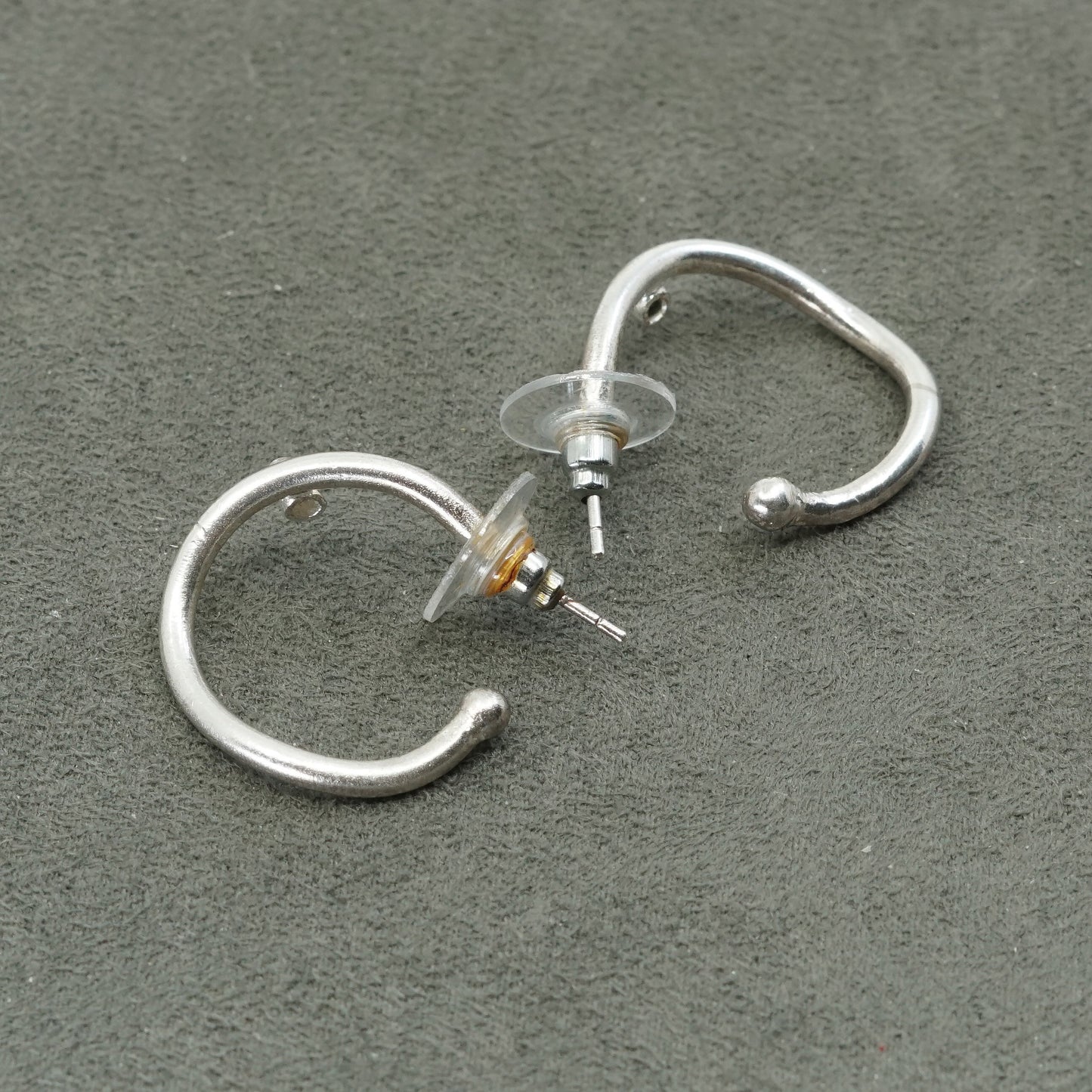 1", Sterling silver handmade hoops, 925 earrings w/ crystal, simple yet elegant