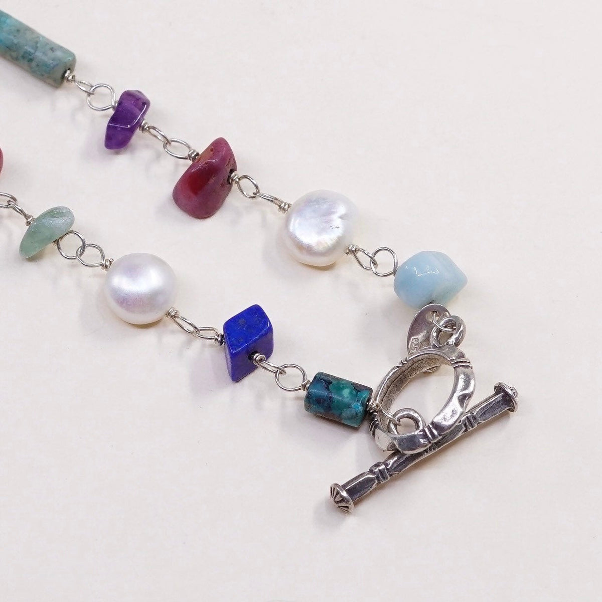 16”, RETIRED Silpada Sterling 925 Silver Peridot Lapis Coral Jade & Turquoise