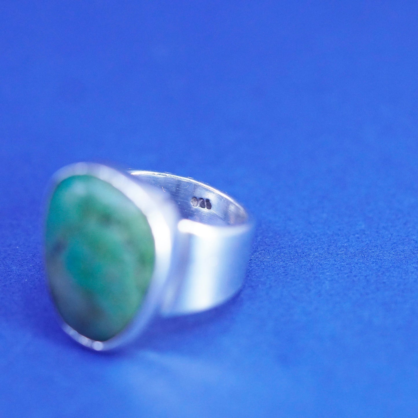 Size 7.5, Native American, southwestern Sterling silver ring Carico turquoise