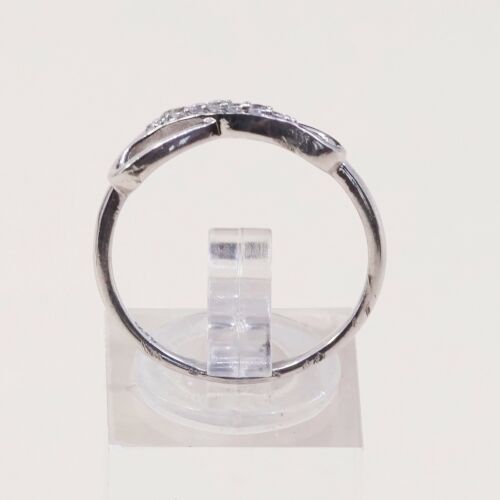 Sz 8.25, Vtg Sterling silver handmade ring, solid 925 silver Infinity band W/ CZ