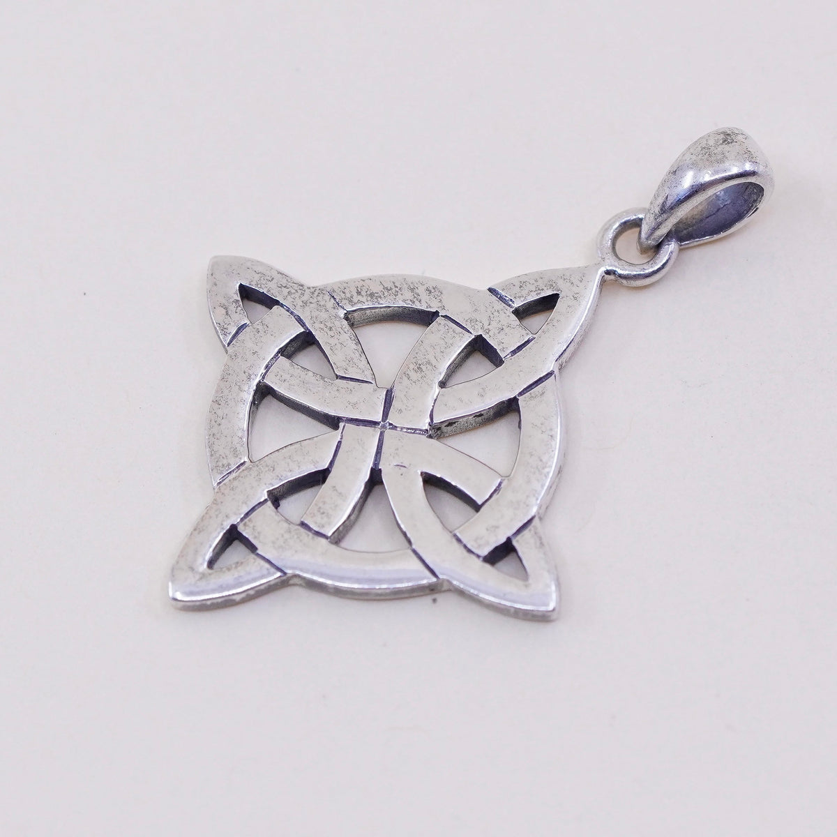 vtg PSCL sterling silver handmade pendant, 925 Irish Celtic knit filigree charm