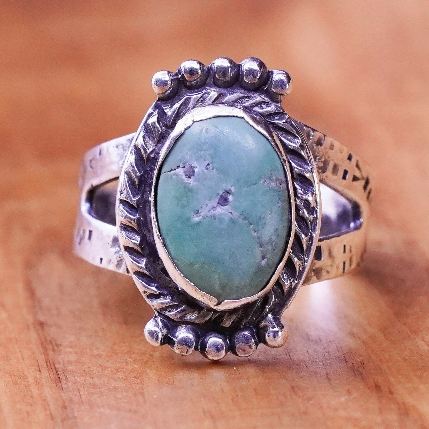 Size 6.75, Sterling 925 silver handmade turquoise ring, jewelry, southwestern