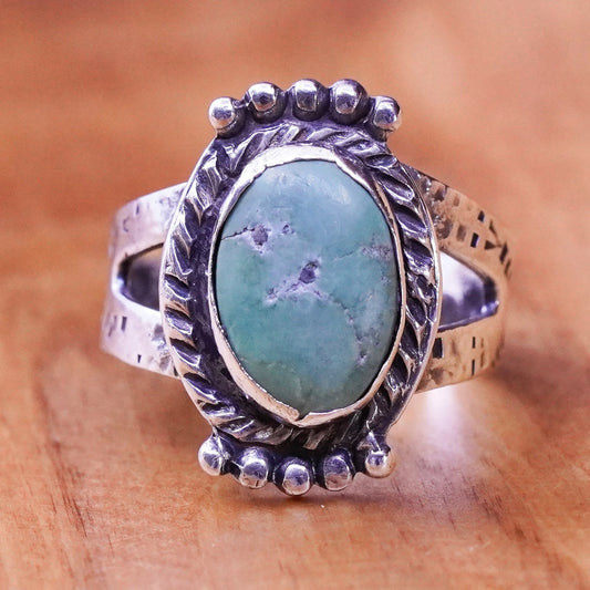 Size 6.75, Sterling 925 silver handmade turquoise ring, jewelry, southwestern
