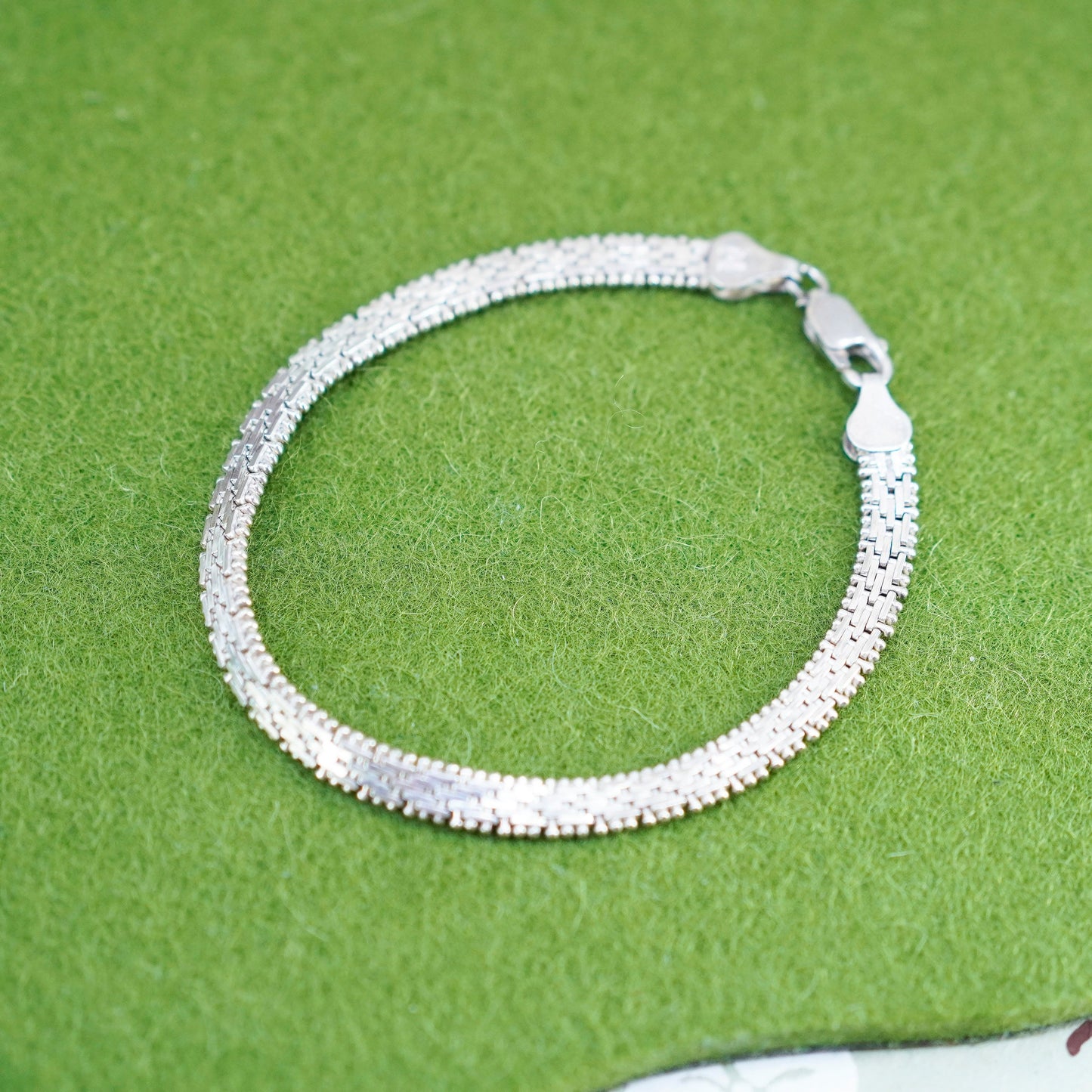 7”, 5mm, Vintage Italian sterling 925 silver Riccio chain bracelet