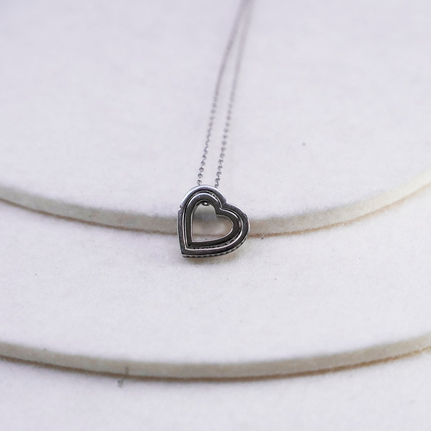 18+2”, Sterling 925 silver circle necklace cz heart pendant “love you forever